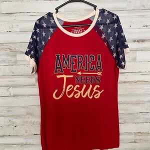 Red 'America Needs Jesus' T-Shirt